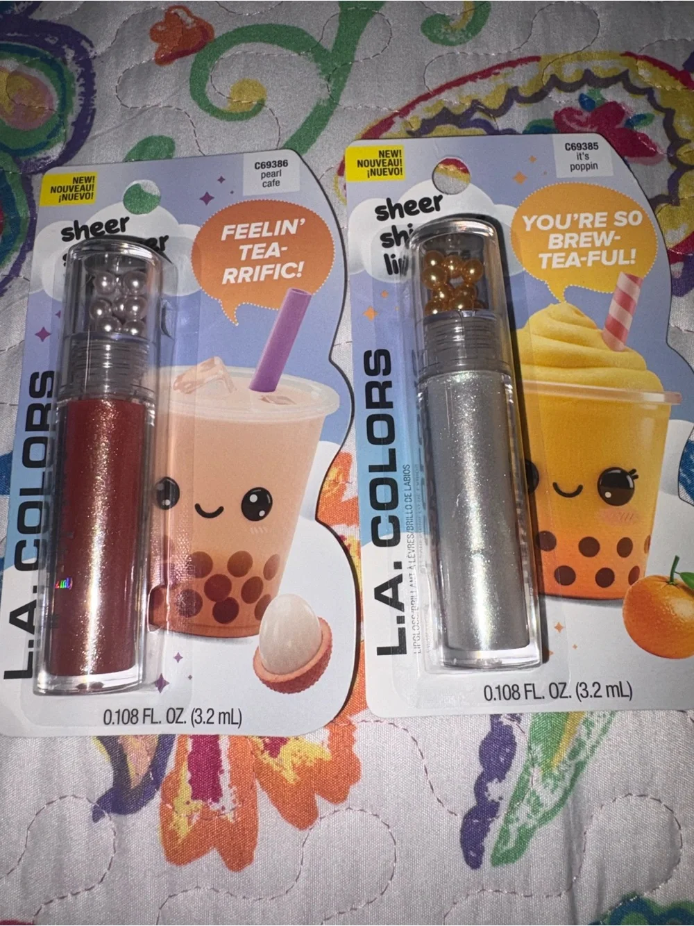 L.A. Colors Sheer Lip Gloss - Pearl Cafe (Brown) & It's Poppin (Silver) Duo